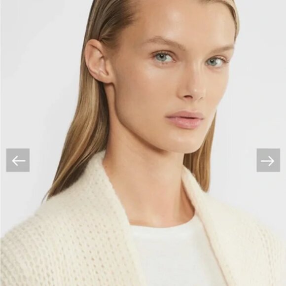 Aritzia 100% Cashmere Cardigan Open Front 3/4 Sleeve Cream Size Small - Picture 5 of 5